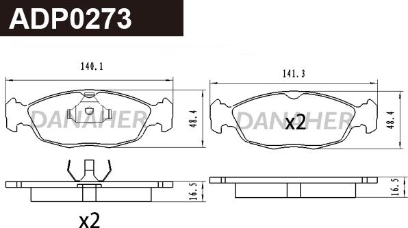 Danaher ADP0273 - Bremžu uzliku kompl., Disku bremzes adetalas.lv