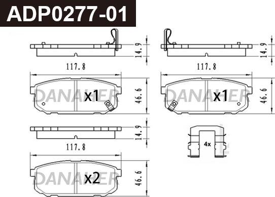 Danaher ADP0277-01 - Bremžu uzliku kompl., Disku bremzes adetalas.lv