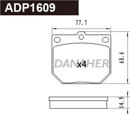 Danaher ADP1609 - Bremžu uzliku kompl., Disku bremzes adetalas.lv