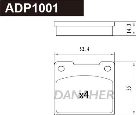 Danaher ADP1001 - Bremžu uzliku kompl., Disku bremzes adetalas.lv