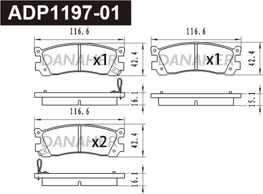 Danaher ADP1197-01 - Bremžu uzliku kompl., Disku bremzes adetalas.lv