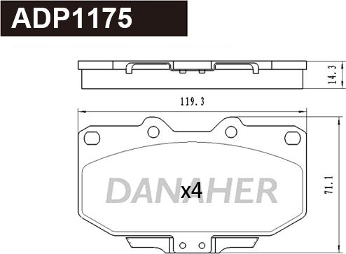 Danaher ADP1175 - Bremžu uzliku kompl., Disku bremzes adetalas.lv