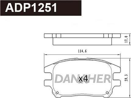 Danaher ADP1251 - Bremžu uzliku kompl., Disku bremzes adetalas.lv