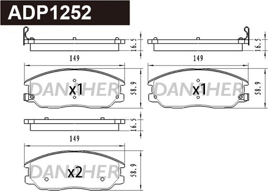 Danaher ADP1252 - Bremžu uzliku kompl., Disku bremzes adetalas.lv