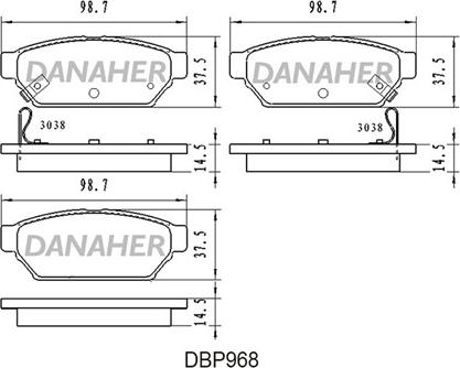 Danaher DBP968 - Bremžu uzliku kompl., Disku bremzes adetalas.lv