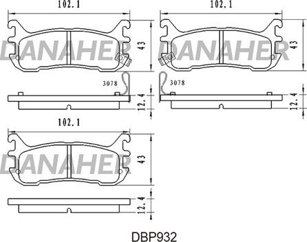 Danaher DBP932 - Bremžu uzliku kompl., Disku bremzes adetalas.lv