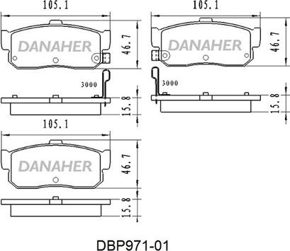 Danaher DBP971-01 - Bremžu uzliku kompl., Disku bremzes adetalas.lv