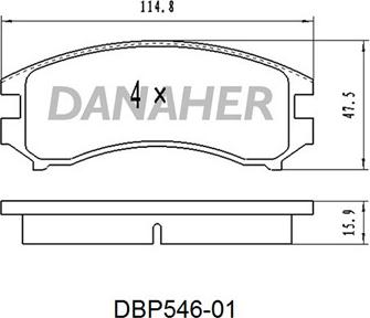 Danaher DBP546-01 - Bremžu uzliku kompl., Disku bremzes adetalas.lv