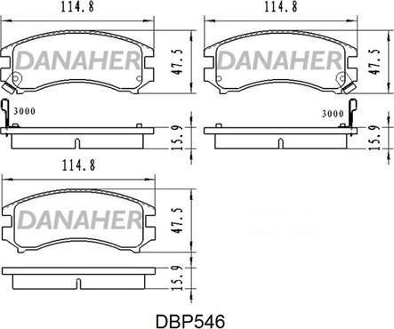 Danaher DBP546 - Bremžu uzliku kompl., Disku bremzes adetalas.lv