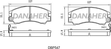 Danaher DBP547 - Bremžu uzliku kompl., Disku bremzes adetalas.lv