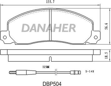 Danaher DBP504 - Bremžu uzliku kompl., Disku bremzes adetalas.lv