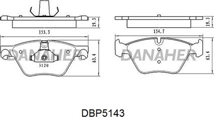 Danaher DBP5143 - Bremžu uzliku kompl., Disku bremzes adetalas.lv