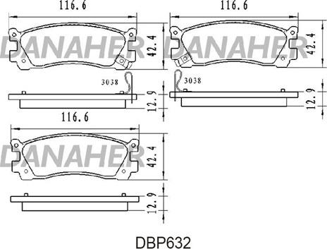 Danaher DBP632 - Bremžu uzliku kompl., Disku bremzes adetalas.lv