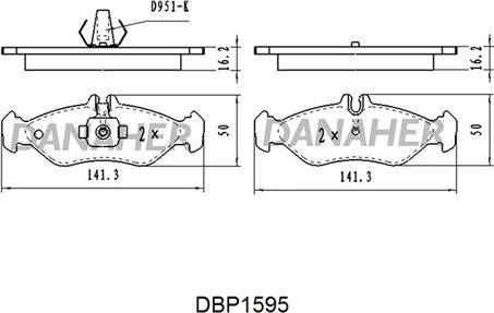 Danaher DBP1595 - Bremžu uzliku kompl., Disku bremzes adetalas.lv