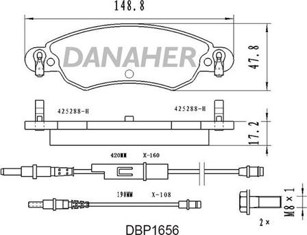 Danaher DBP1656 - Bremžu uzliku kompl., Disku bremzes adetalas.lv