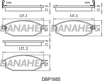 Danaher DBP1665 - Bremžu uzliku kompl., Disku bremzes adetalas.lv