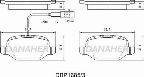 Danaher DBP1685/3 - Bremžu uzliku kompl., Disku bremzes adetalas.lv