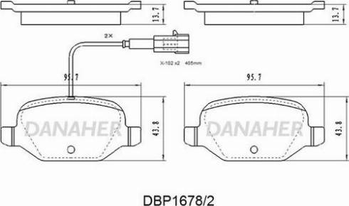 Danaher DBP1678/2 - Bremžu uzliku kompl., Disku bremzes adetalas.lv