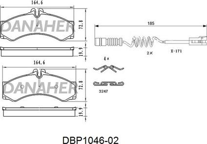 Danaher DBP1046-02 - Bremžu uzliku kompl., Disku bremzes adetalas.lv