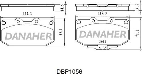 Danaher DBP1056 - Bremžu uzliku kompl., Disku bremzes adetalas.lv