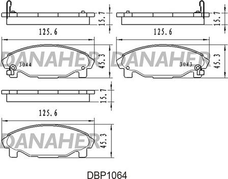 Danaher DBP1064 - Bremžu uzliku kompl., Disku bremzes adetalas.lv