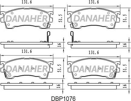 Danaher DBP1076 - Bremžu uzliku kompl., Disku bremzes adetalas.lv