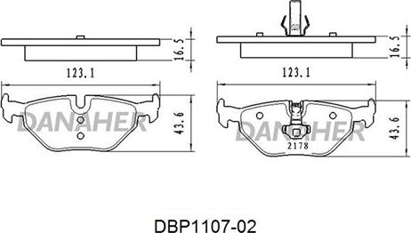 Danaher DBP1107-02 - Bremžu uzliku kompl., Disku bremzes adetalas.lv