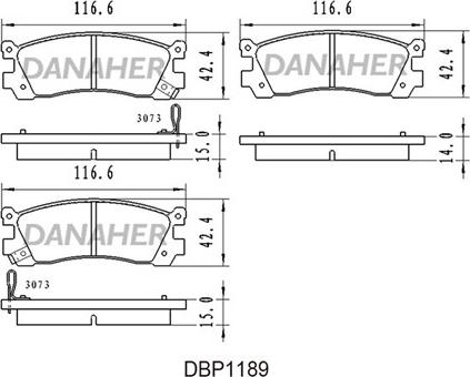 Danaher DBP1189 - Bremžu uzliku kompl., Disku bremzes adetalas.lv