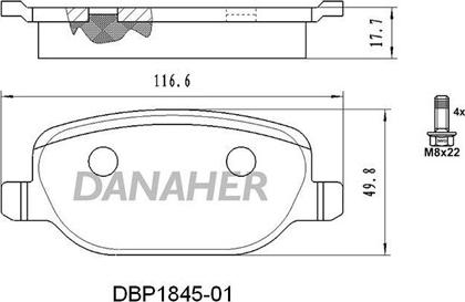 Danaher DBP1845-01 - Bremžu uzliku kompl., Disku bremzes adetalas.lv