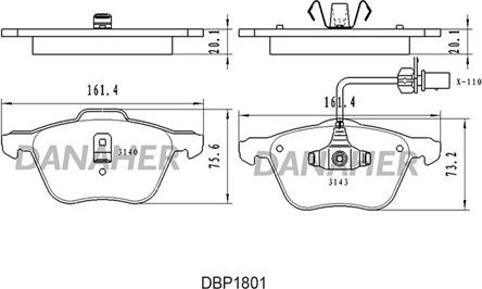 Danaher DBP1801 - Bremžu uzliku kompl., Disku bremzes adetalas.lv