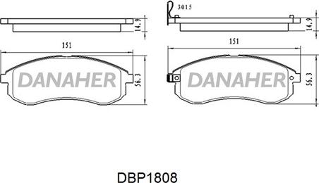 Danaher DBP1808 - Bremžu uzliku kompl., Disku bremzes adetalas.lv