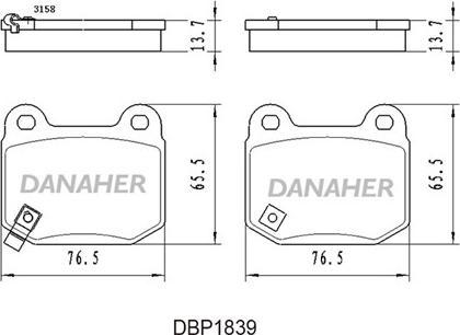 Danaher DBP1839 - Bremžu uzliku kompl., Disku bremzes adetalas.lv