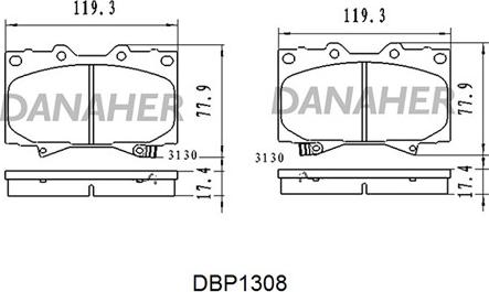 Danaher DBP1308 - Bremžu uzliku kompl., Disku bremzes adetalas.lv