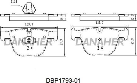 Danaher DBP1793-01 - Bremžu uzliku kompl., Disku bremzes adetalas.lv