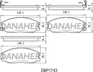 Danaher DBP1743 - Bremžu uzliku kompl., Disku bremzes adetalas.lv