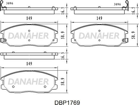 Danaher DBP1769 - Bremžu uzliku kompl., Disku bremzes adetalas.lv