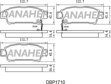 Danaher DBP1710 - Bremžu uzliku kompl., Disku bremzes adetalas.lv