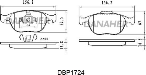 Danaher DBP1724 - Bremžu uzliku kompl., Disku bremzes adetalas.lv