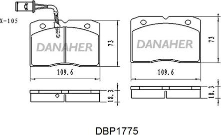 Danaher DBP1775 - Bremžu uzliku kompl., Disku bremzes adetalas.lv