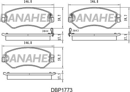 Danaher DBP1773 - Bremžu uzliku kompl., Disku bremzes adetalas.lv