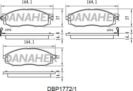 Danaher DBP1772/1 - Bremžu uzliku kompl., Disku bremzes adetalas.lv