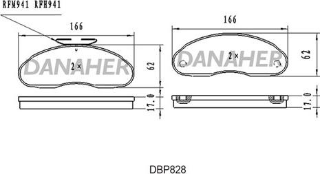 Danaher DBP828 - Bremžu uzliku kompl., Disku bremzes adetalas.lv