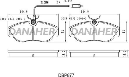 Danaher DBP877 - Bremžu uzliku kompl., Disku bremzes adetalas.lv