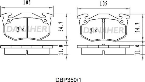 Danaher DBP350/1 - Bremžu uzliku kompl., Disku bremzes adetalas.lv