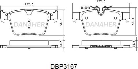 Danaher DBP3167 - Bremžu uzliku kompl., Disku bremzes adetalas.lv