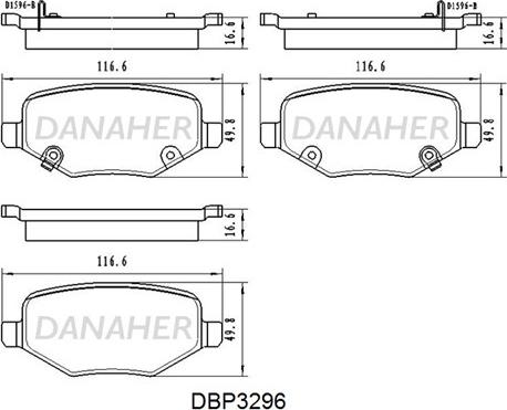 Danaher DBP3296 - Bremžu uzliku kompl., Disku bremzes adetalas.lv