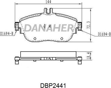 Danaher DBP2441 - Bremžu uzliku kompl., Disku bremzes adetalas.lv