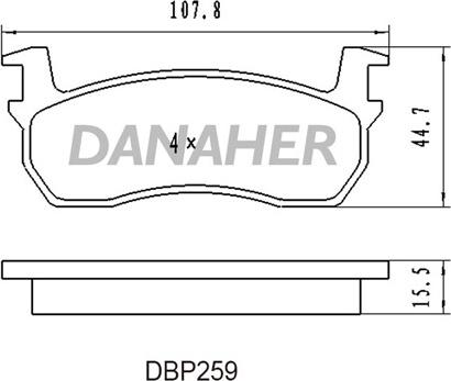 Danaher DBP259 - Bremžu uzliku kompl., Disku bremzes adetalas.lv