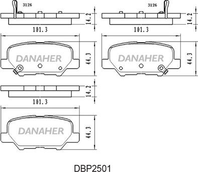 Danaher DBP2501 - Bremžu uzliku kompl., Disku bremzes adetalas.lv