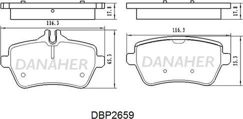 Danaher DBP2659 - Bremžu uzliku kompl., Disku bremzes adetalas.lv